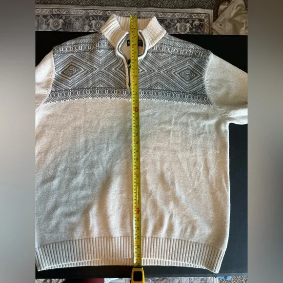 Chaps Gray Fair Isle Boyfriend Sweater quarter zip grey Size XL - Picture 6 of 7